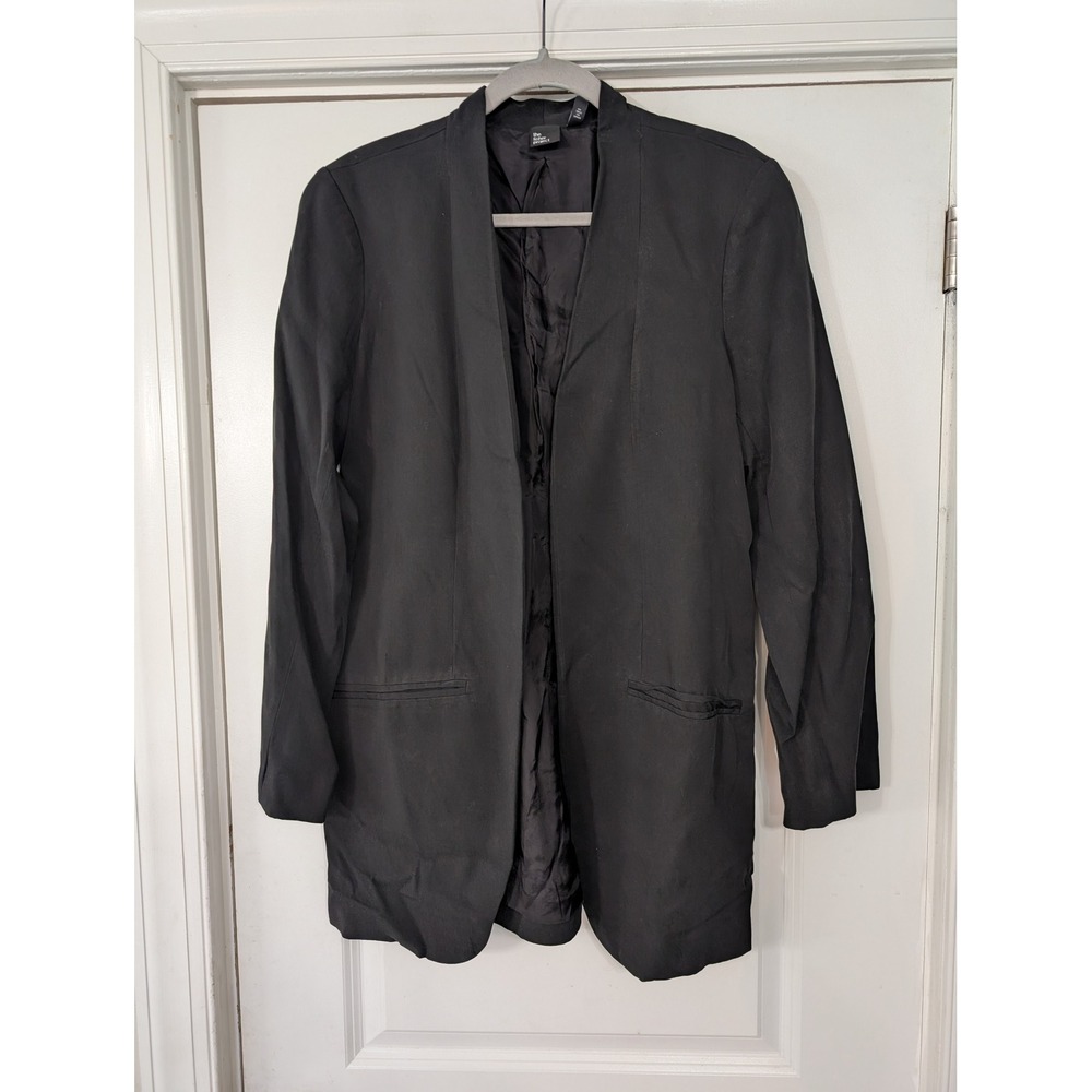 The Fisher Project‎ Black Tencel Blend Open Front Blazer Jacket Large minimalist